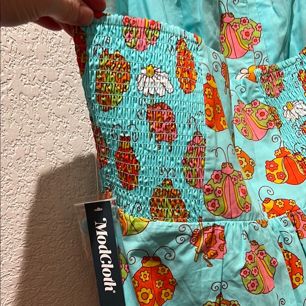 ModCloth Halter Dress with Ladybug Pattern- Large NWT - Picture 5 of 6